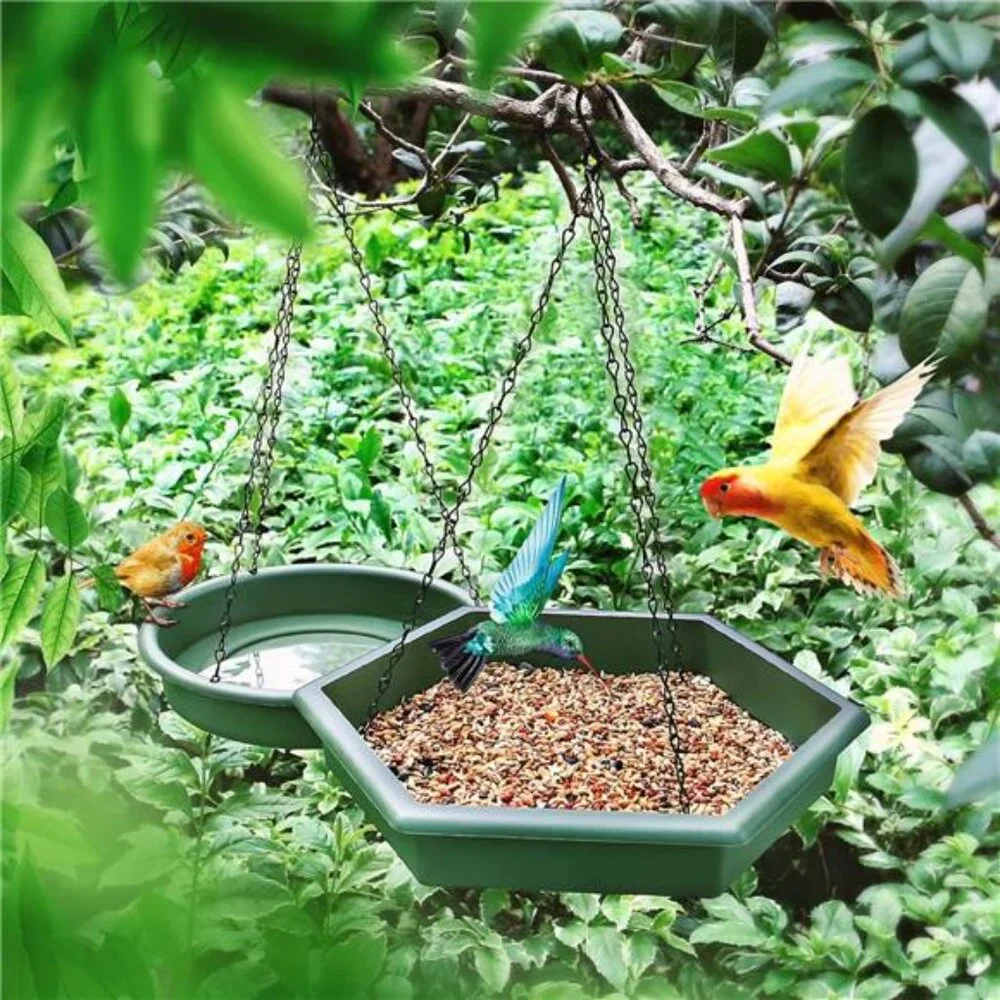 Hanging Bird Bath, Bird Bath - Bird Feeder, 2 in 1 XL Hanging Bird Feeder & Bird
